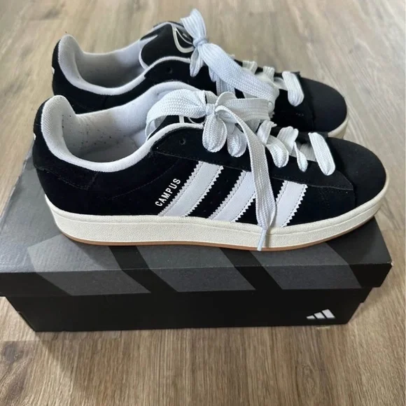 Adidas Campus Black White Sneakers - Picture 1 of 4